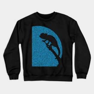 Minimalistic Chameleon Silouette on distressed Light blue moon Background Crewneck Sweatshirt